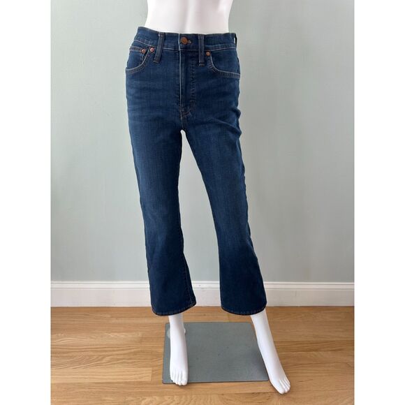 Madewell Kick Out Crop Jeans Lenoir Dark Wash Flare Denim size 27 - Picture 5 of 13